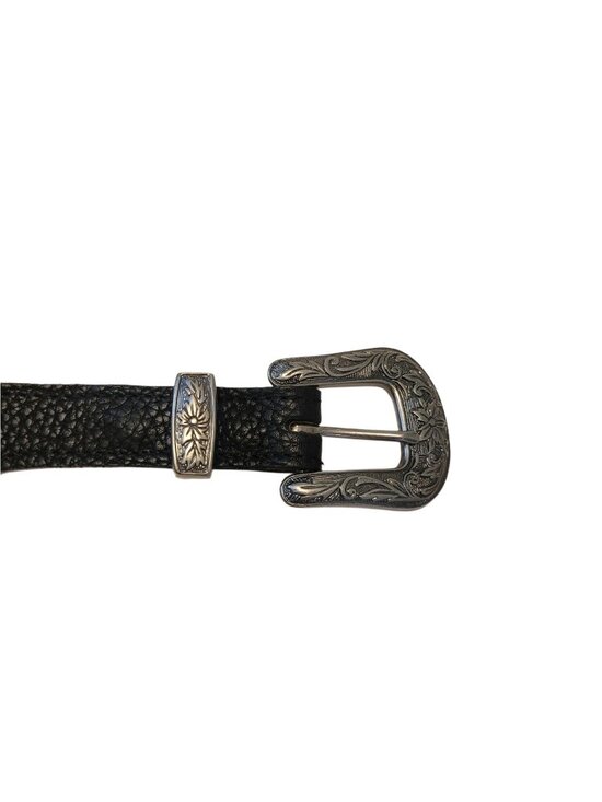 Pebbled Leather Floral Etched Concho Belt 32 main image 7